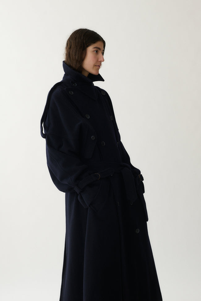 Givenchy Navy Wool Trench - Desert Vintage