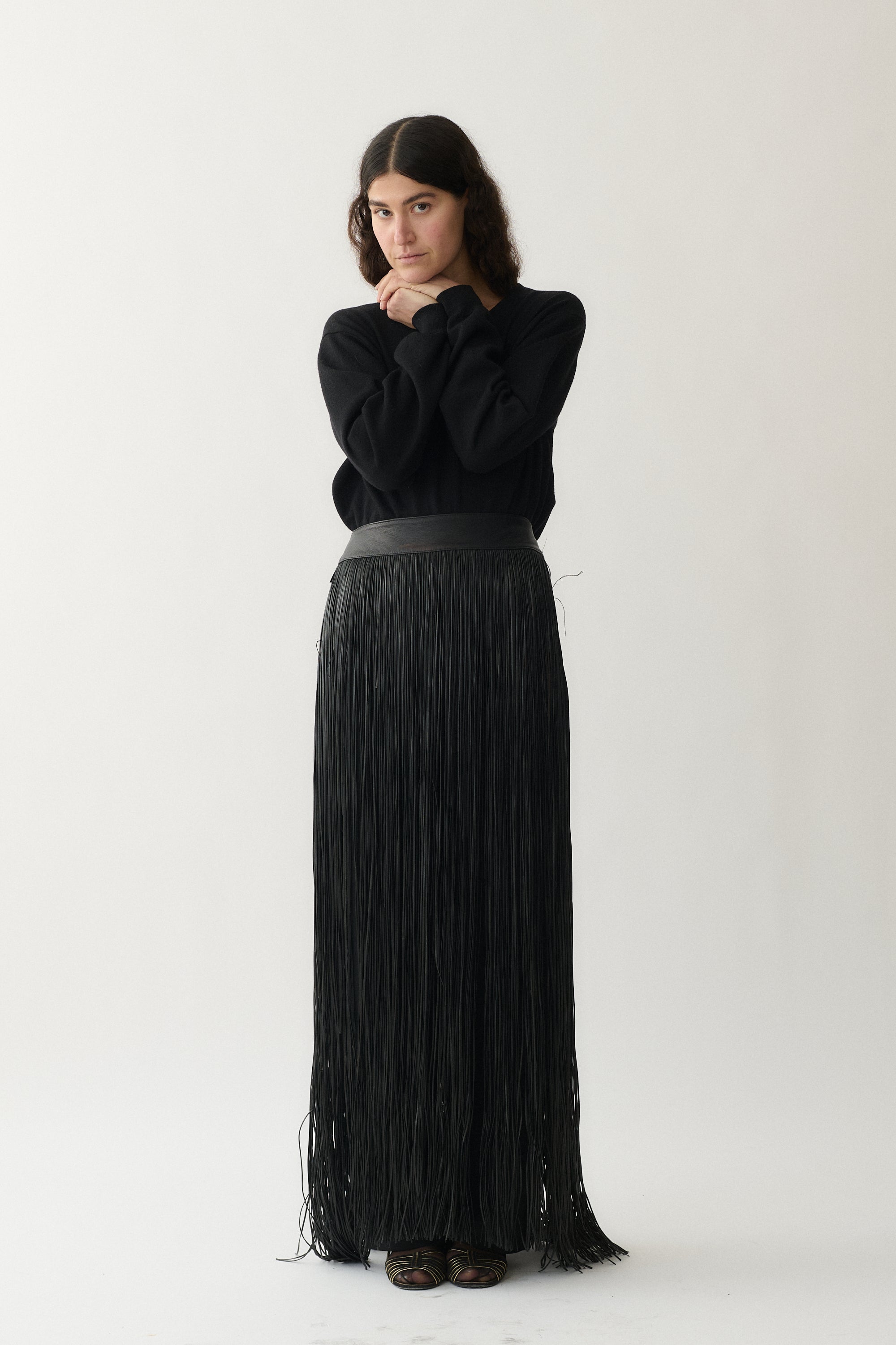 Italian Leather Fringe Skirt - Desert Vintage