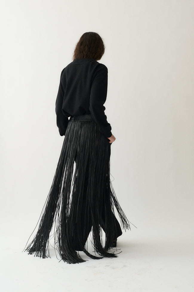 Italian Leather Fringe Skirt - Desert Vintage