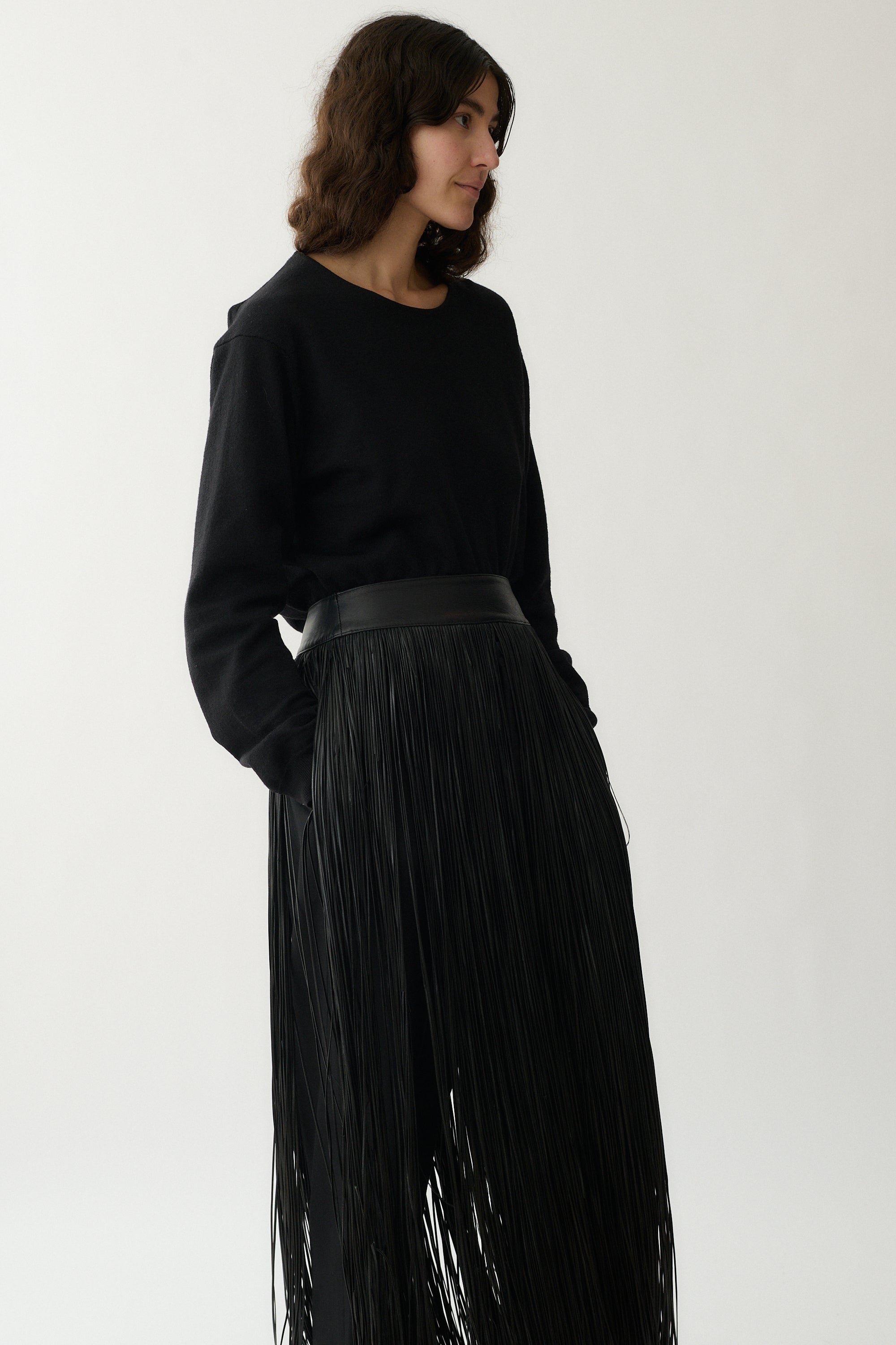 Italian Leather Fringe Skirt - Desert Vintage