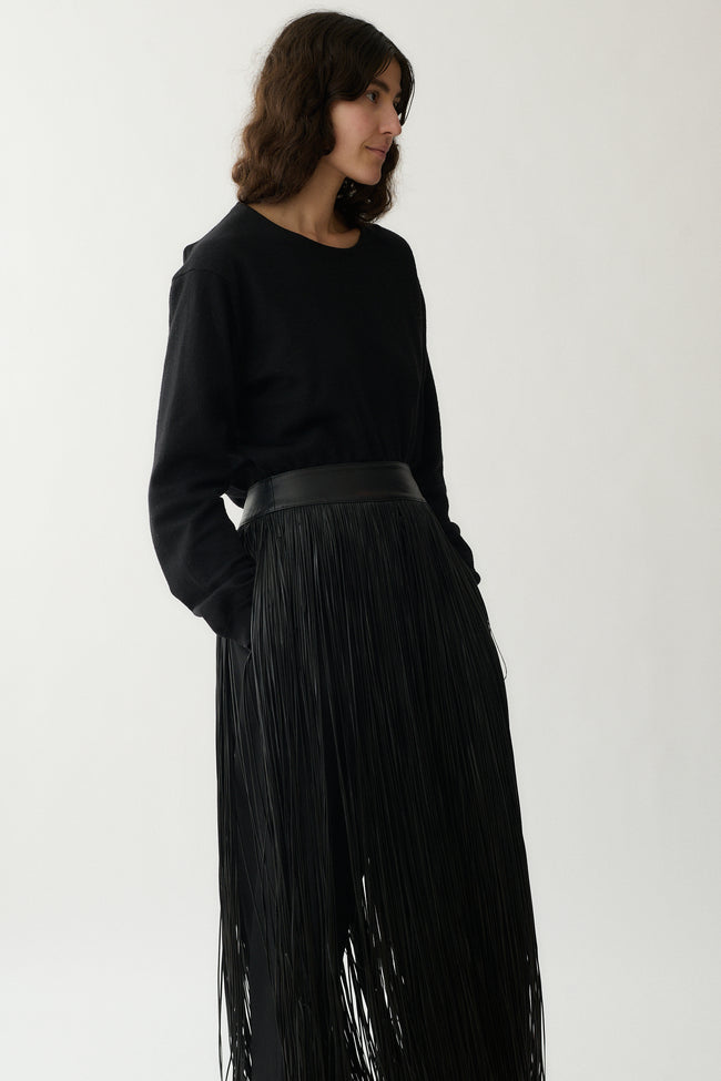 Italian Leather Fringe Skirt - Desert Vintage