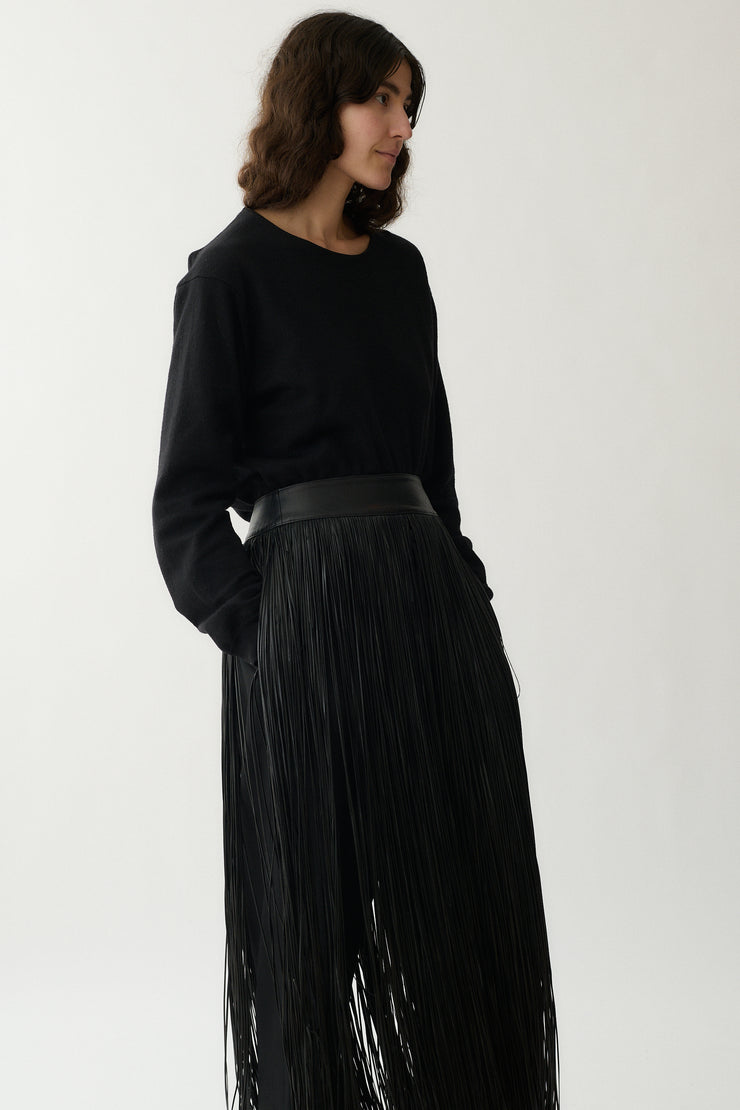 Italian Leather Fringe Skirt - Desert Vintage