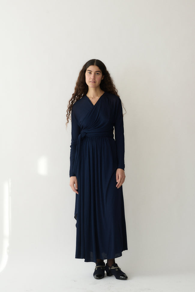 Geoffrey Beene Navy Wrap Dress - Desert Vintage