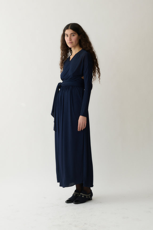 Geoffrey Beene Navy Wrap Dress - Desert Vintage