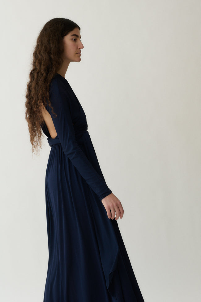 Geoffrey Beene Navy Wrap Dress - Desert Vintage