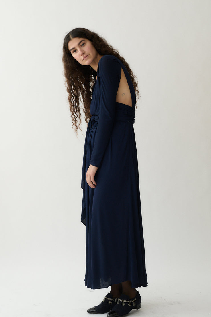 Geoffrey Beene Navy Wrap Dress - Desert Vintage