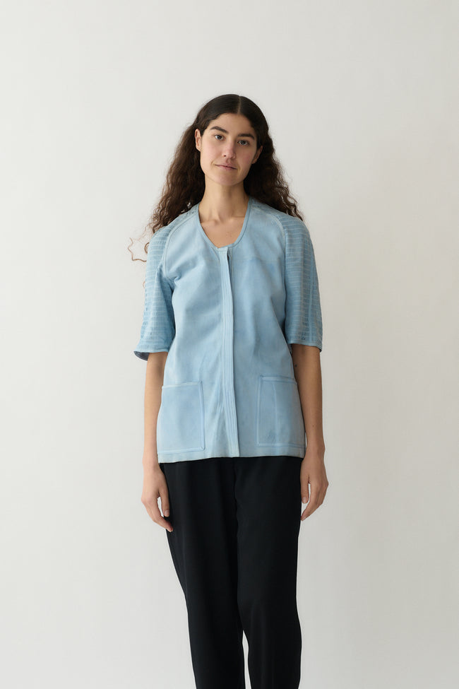 1970s Fendi Blue Suede Blouse - Desert Vintage