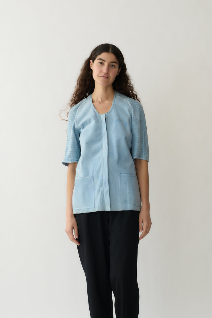 1970s Fendi Blue Suede Blouse - Desert Vintage