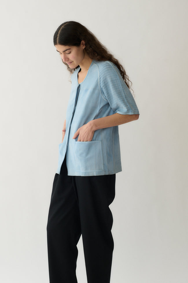 1970s Fendi Blue Suede Blouse - Desert Vintage