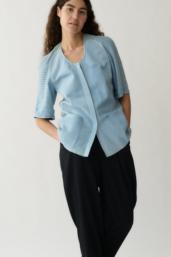 1970s Fendi Blue Suede Blouse - Desert Vintage