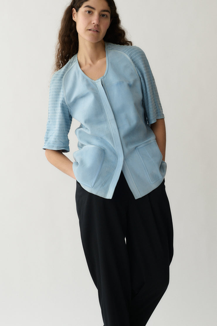 1970s Fendi Blue Suede Blouse - Desert Vintage