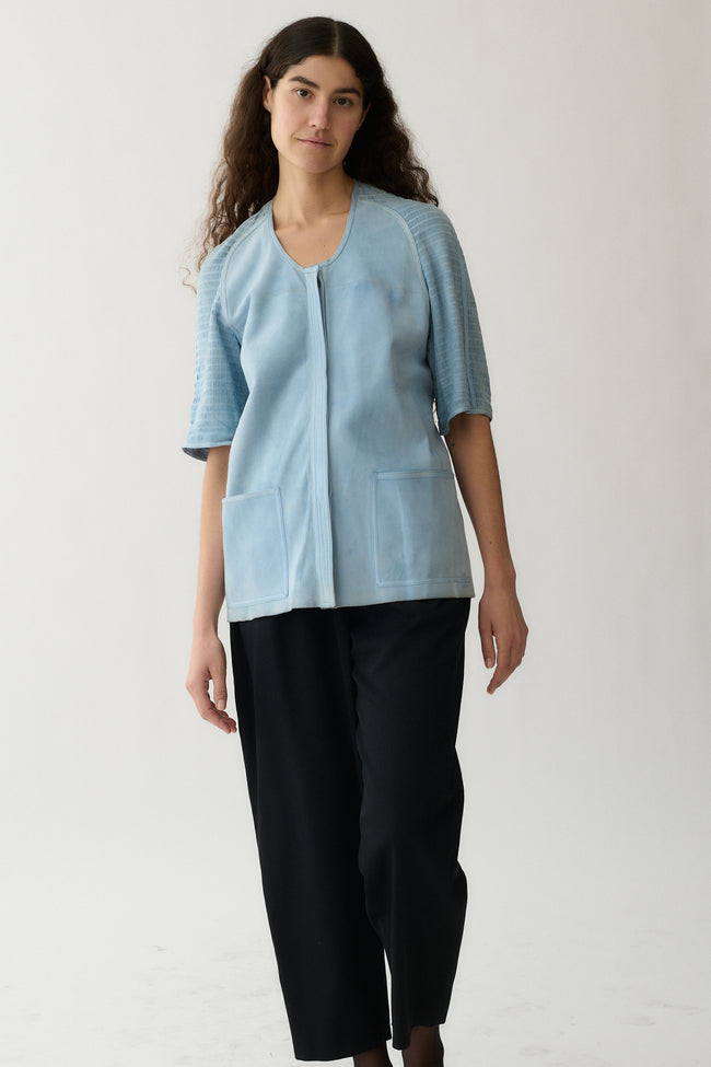 1970s Fendi Blue Suede Blouse - Desert Vintage