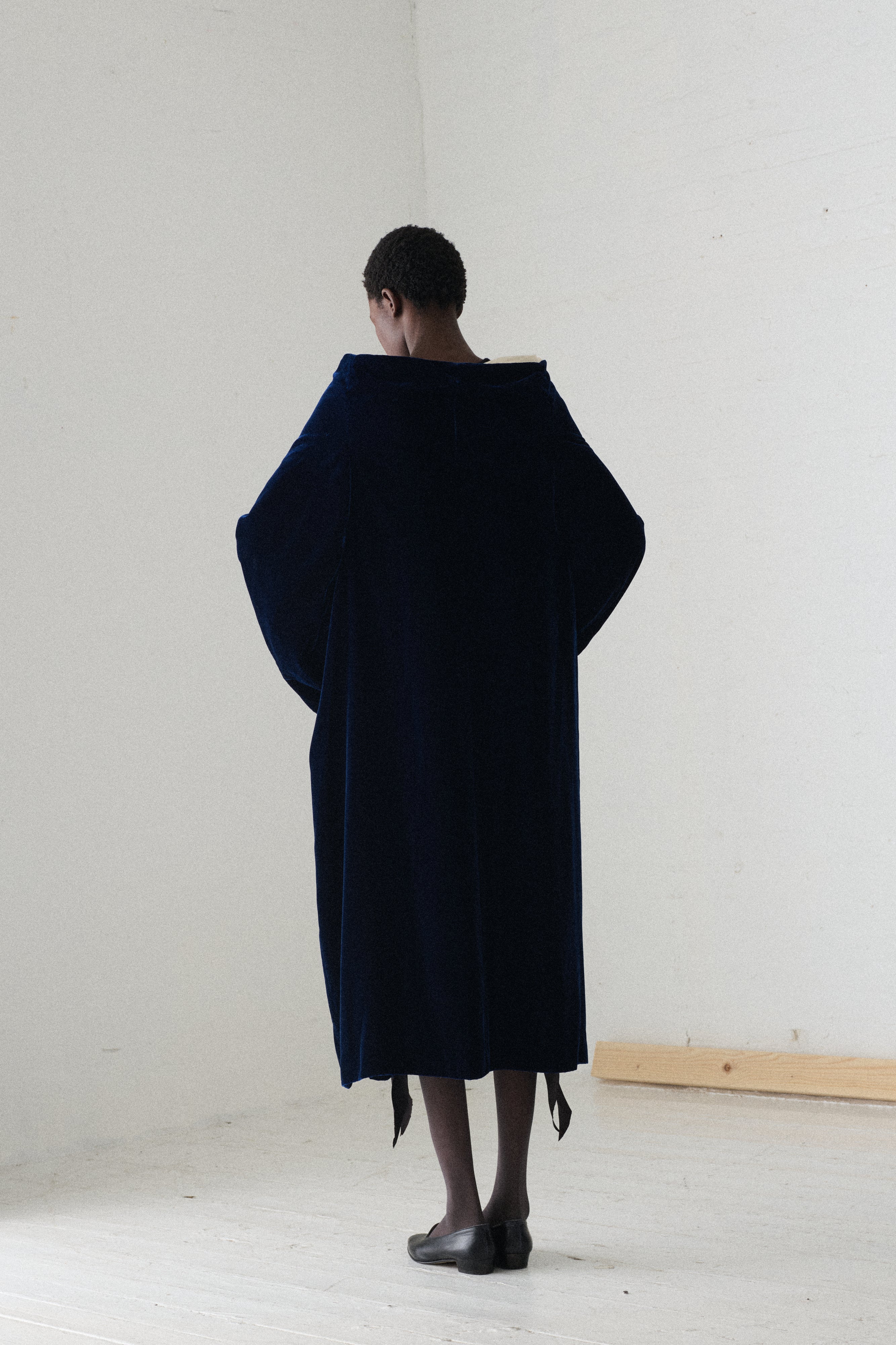 1996 CdG Blue Velvet Evening Coat - Desert Vintage