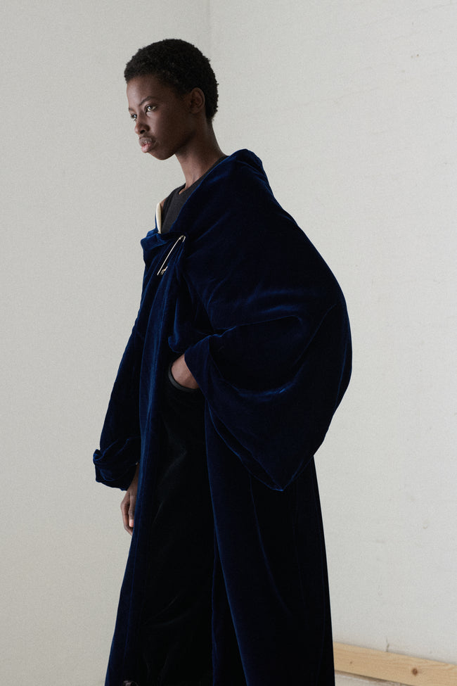 1996 CdG Blue Velvet Evening Coat - Desert Vintage