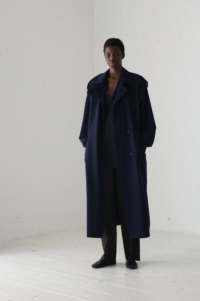 Bill Blass Navy Wool Coat - Desert Vintage