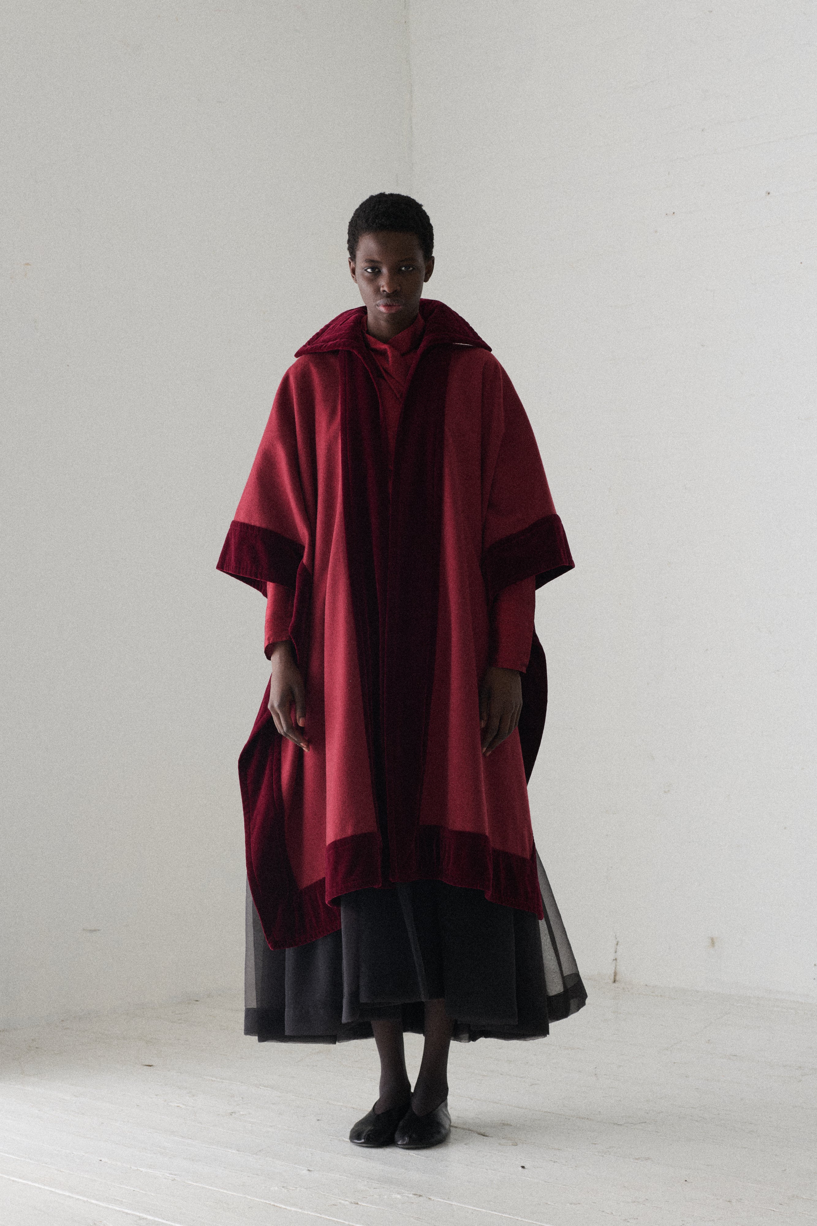 Ysl Burgundy Wool Cape - Desert Vintage