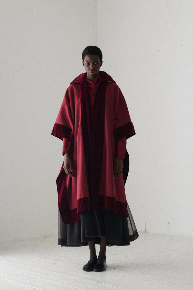 Ysl Burgundy Wool Cape - Desert Vintage