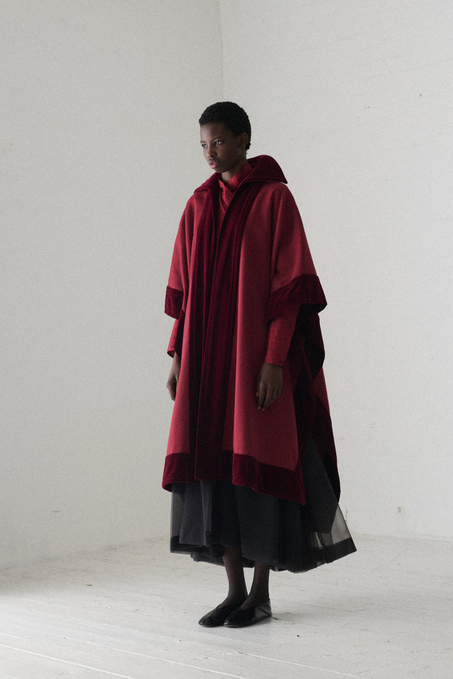 Ysl Burgundy Wool Cape - Desert Vintage