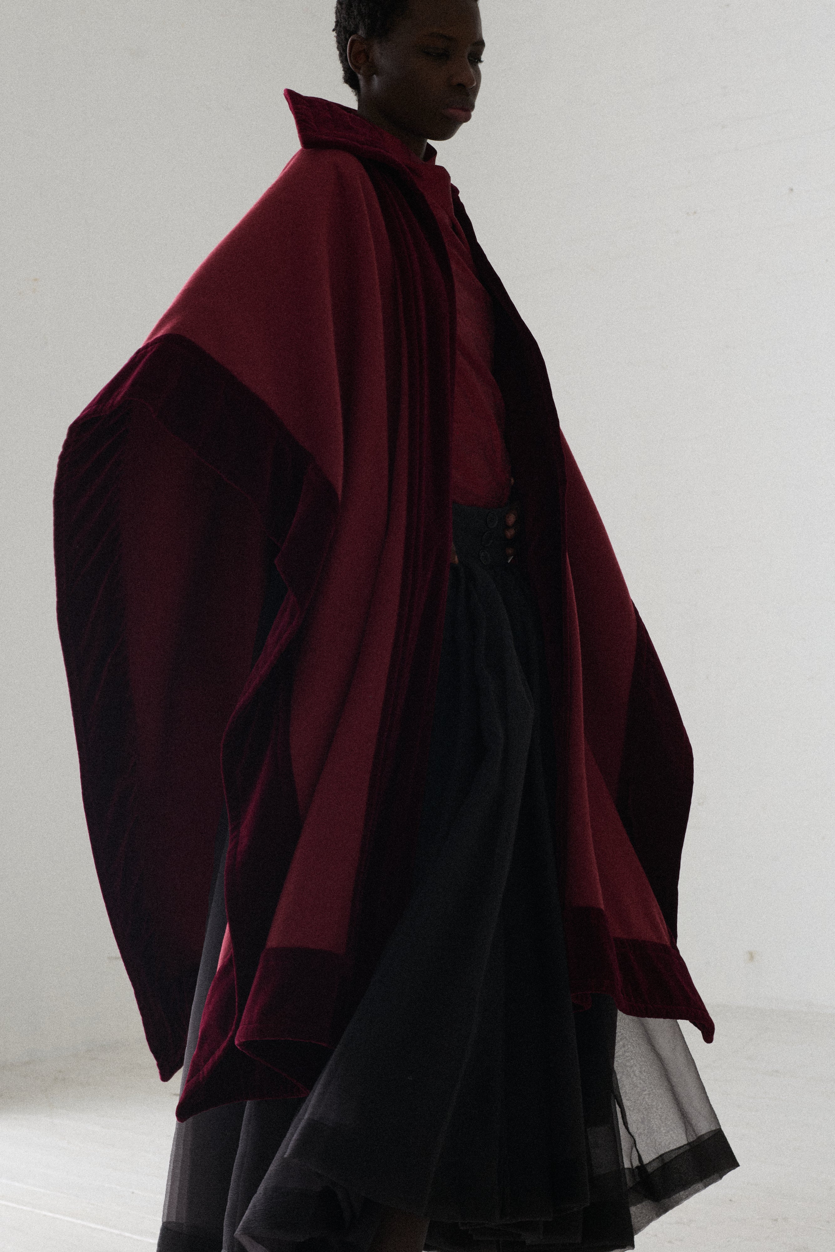 Ysl Burgundy Wool Cape - Desert Vintage