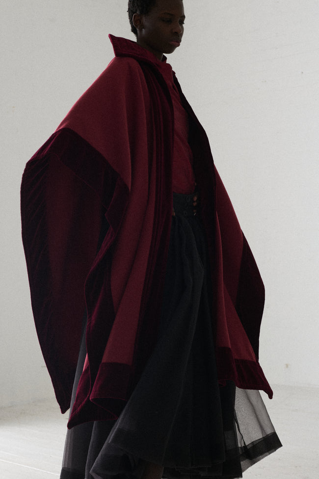 Ysl Burgundy Wool Cape - Desert Vintage