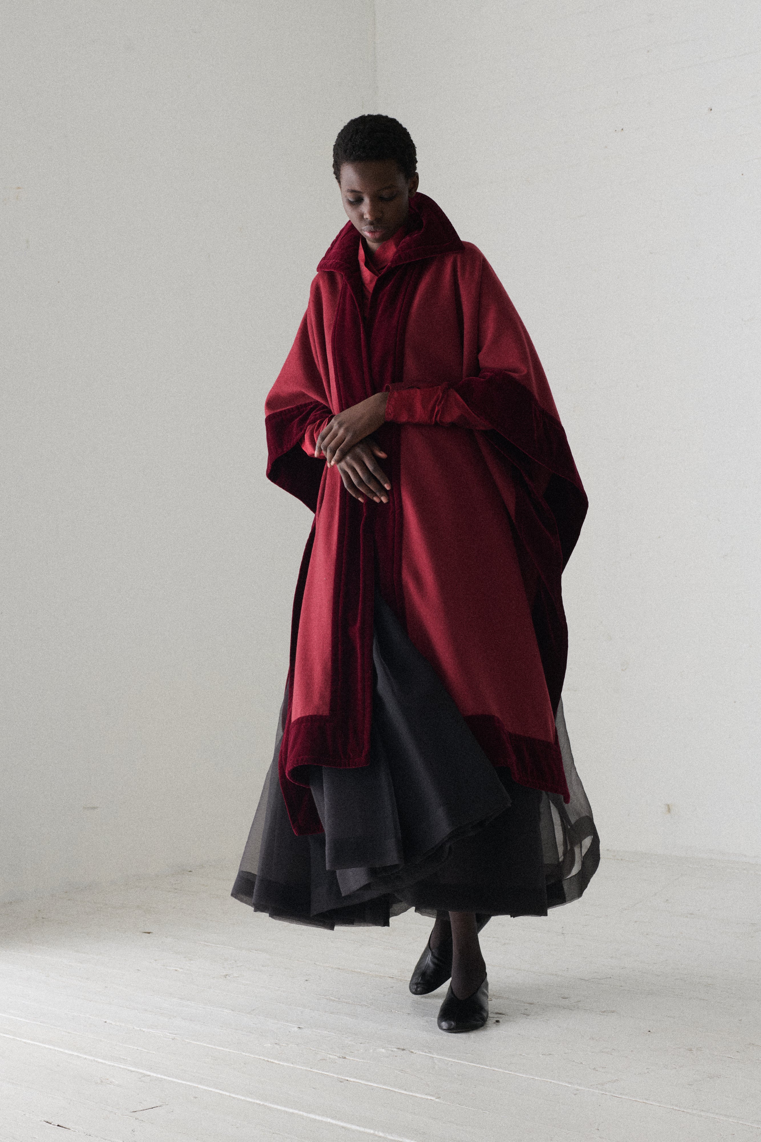 Ysl Burgundy Wool Cape - Desert Vintage