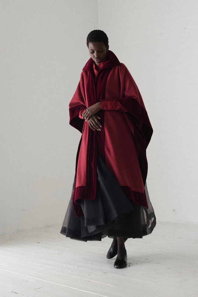 Ysl Burgundy Wool Cape - Desert Vintage