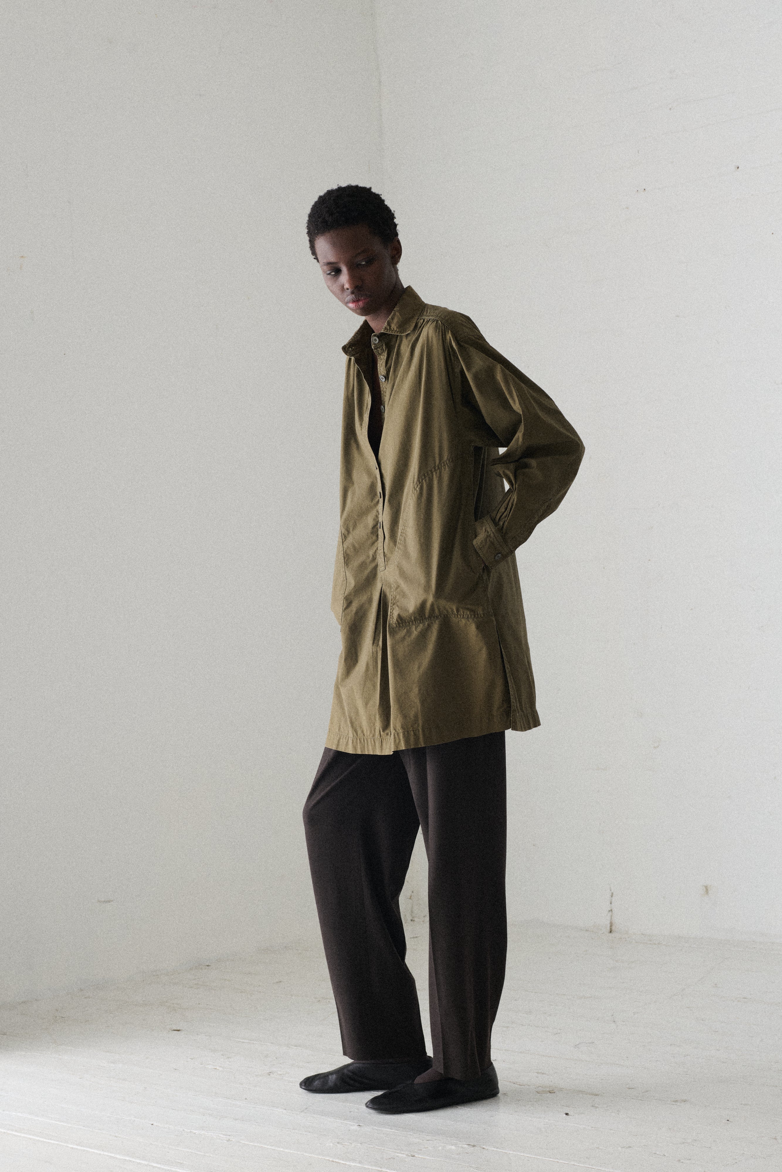 1970s Ysl Olive Cotton Tunic - Desert Vintage