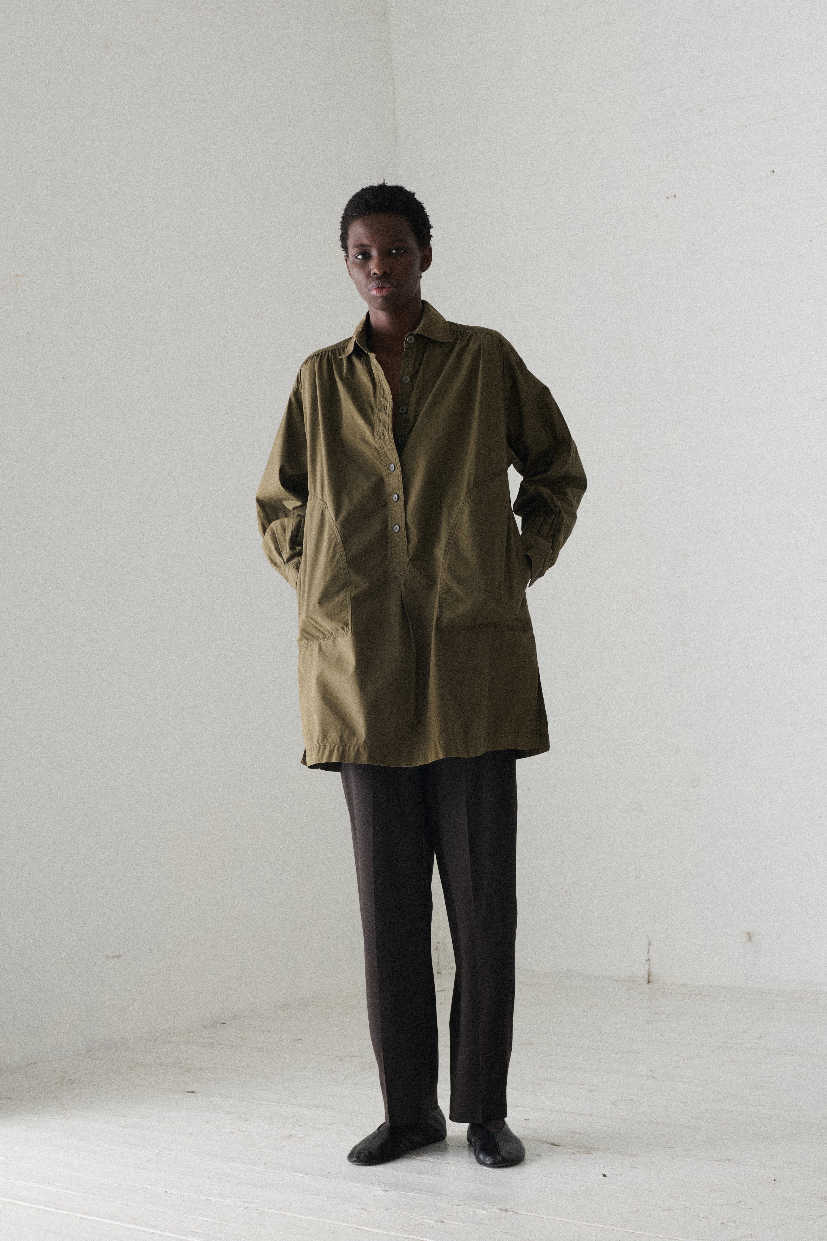 1970s Ysl Olive Cotton Tunic - Desert Vintage