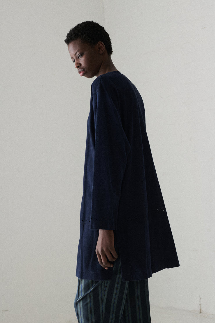 Jean Muir Navy Suede Blouse - Desert Vintage