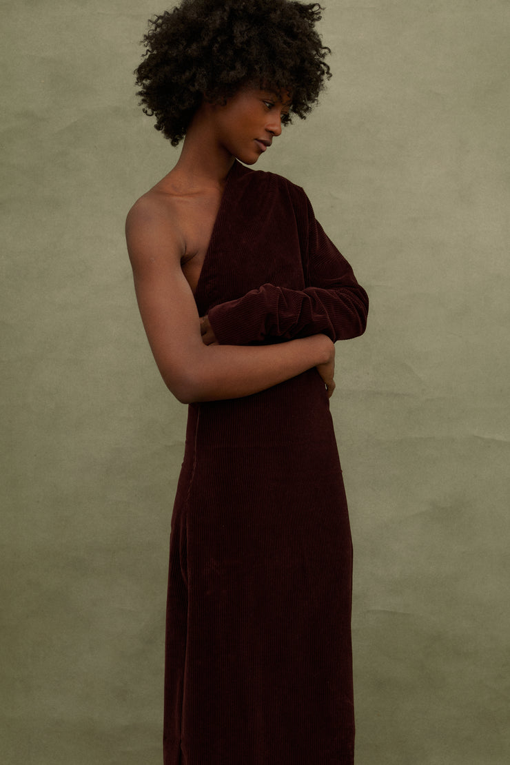 1990s JPG Chocolate Brown Corduroy Dress - Desert Vintage