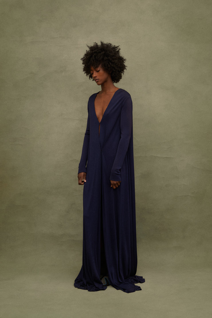 Halston Blu Jersey Gown - Desert Vintage