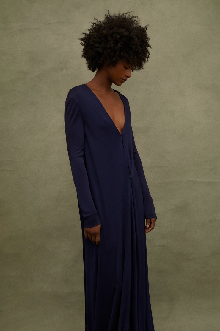 Halston Blu Jersey Gown - Desert Vintage