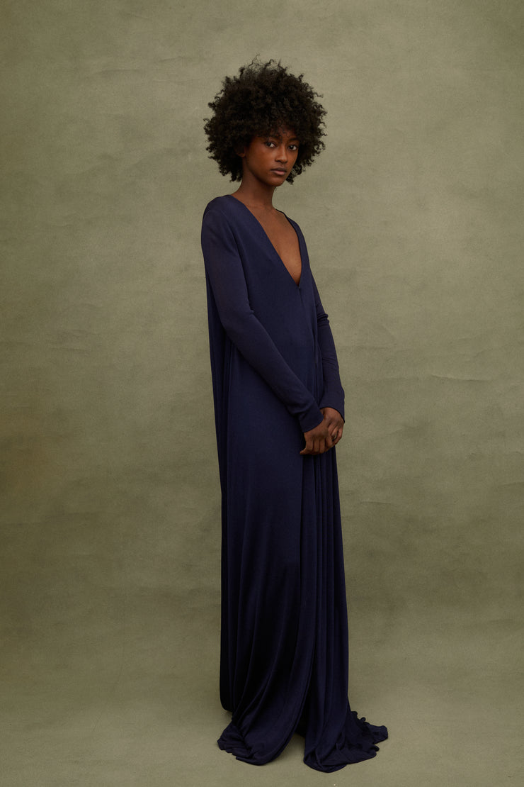 Halston Blu Jersey Gown - Desert Vintage