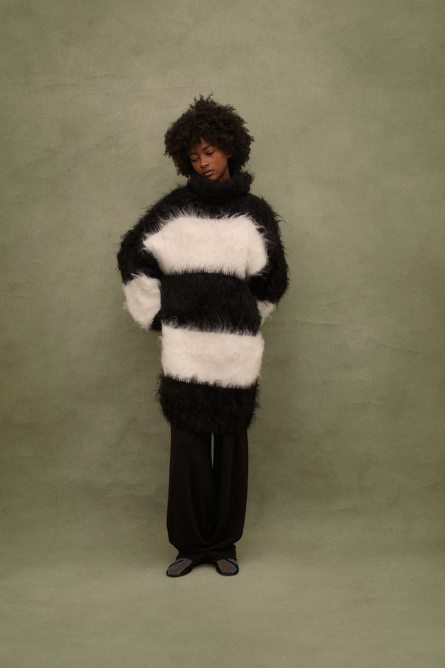 Black and White Mohair Sweater - Desert Vintage