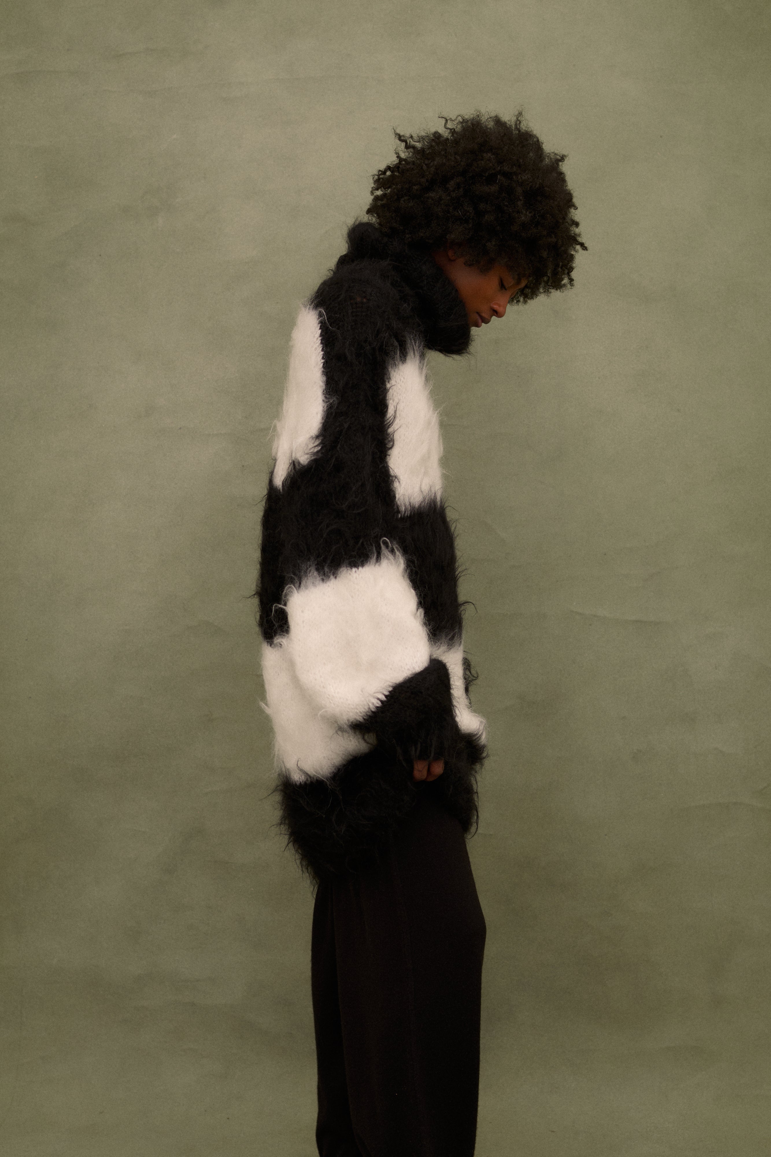 Black and White Mohair Sweater - Desert Vintage