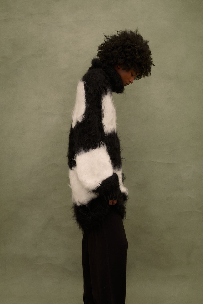 Black and White Mohair Sweater - Desert Vintage