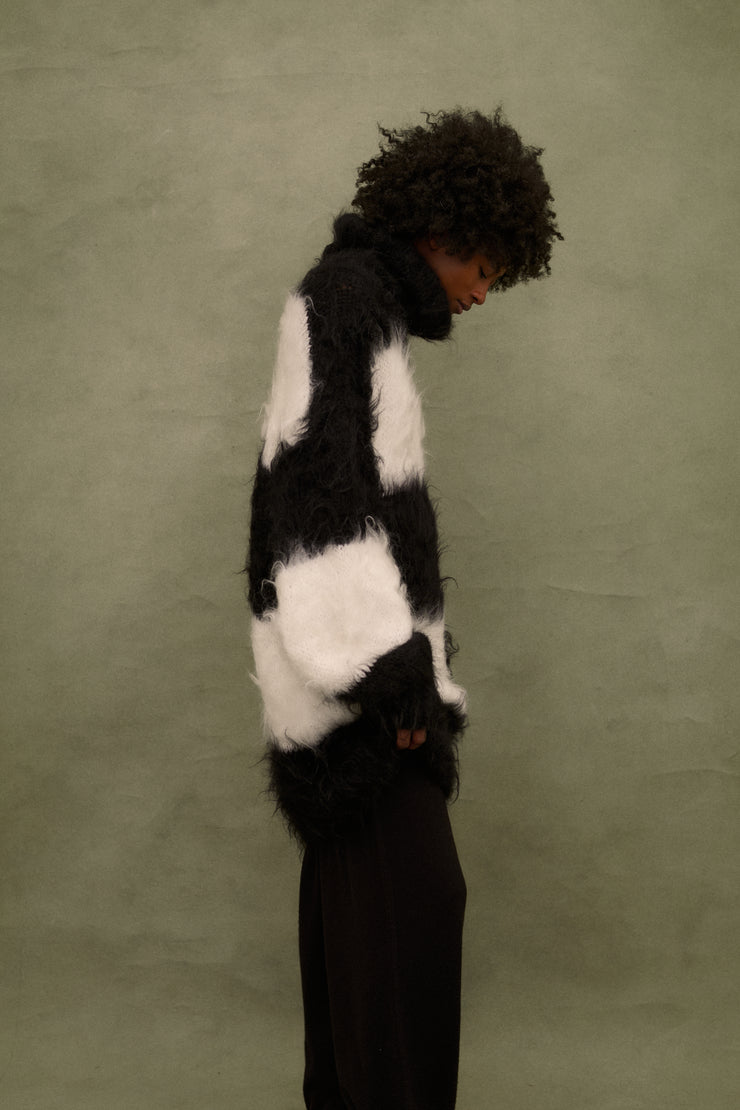 Black and White Mohair Sweater - Desert Vintage