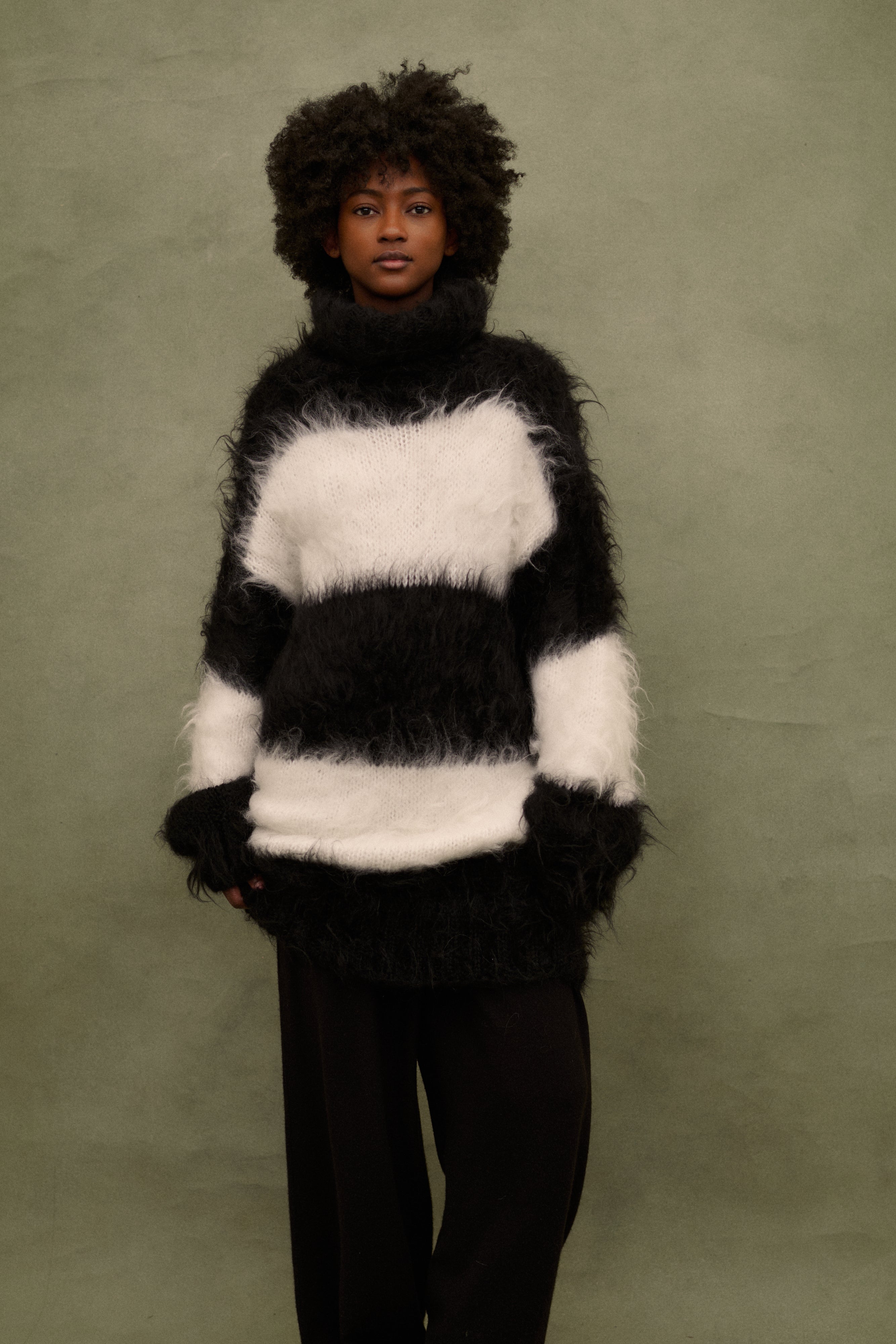 Black and White Mohair Sweater - Desert Vintage