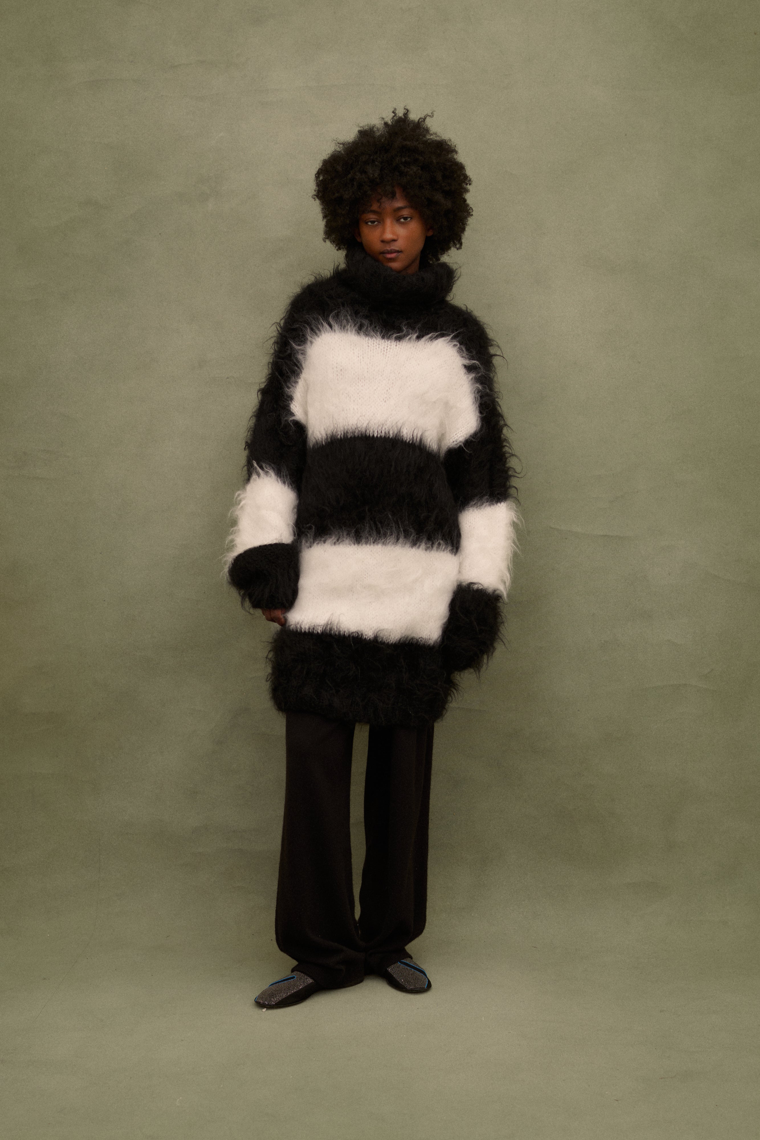 Black and White Mohair Sweater - Desert Vintage
