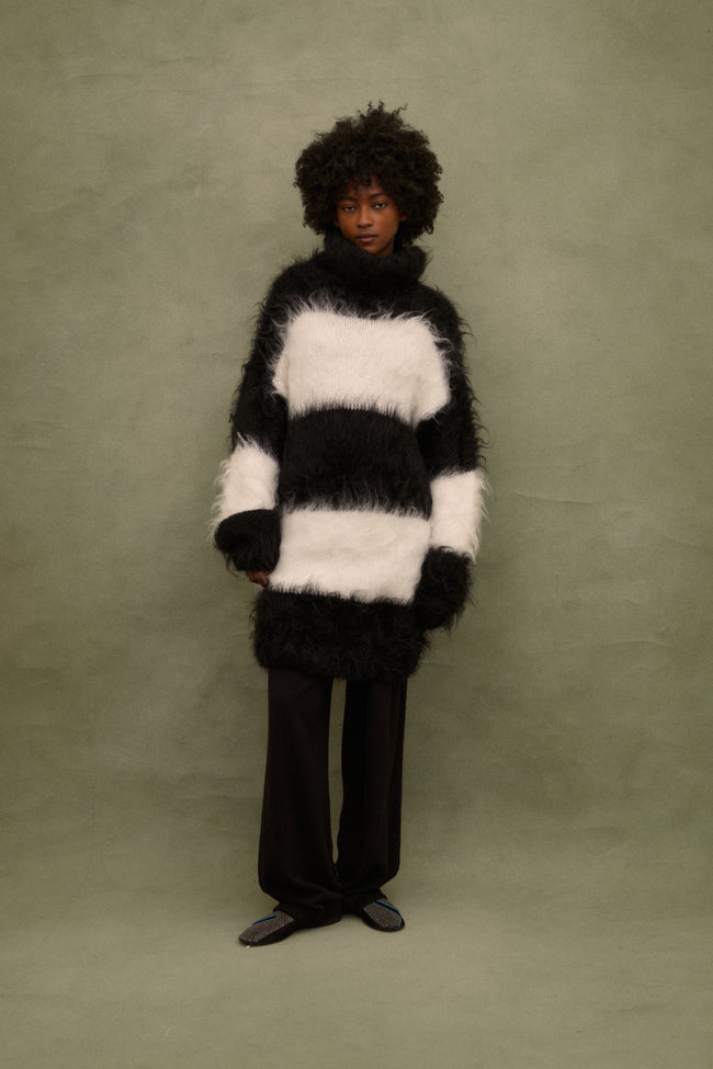 Black and White Mohair Sweater - Desert Vintage