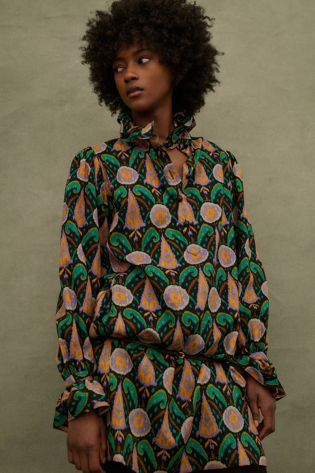 Ysl Woven Silk Tunic - Desert Vintage