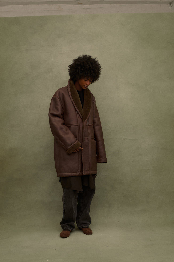 Shearling and Leather Bomber - Desert Vintage