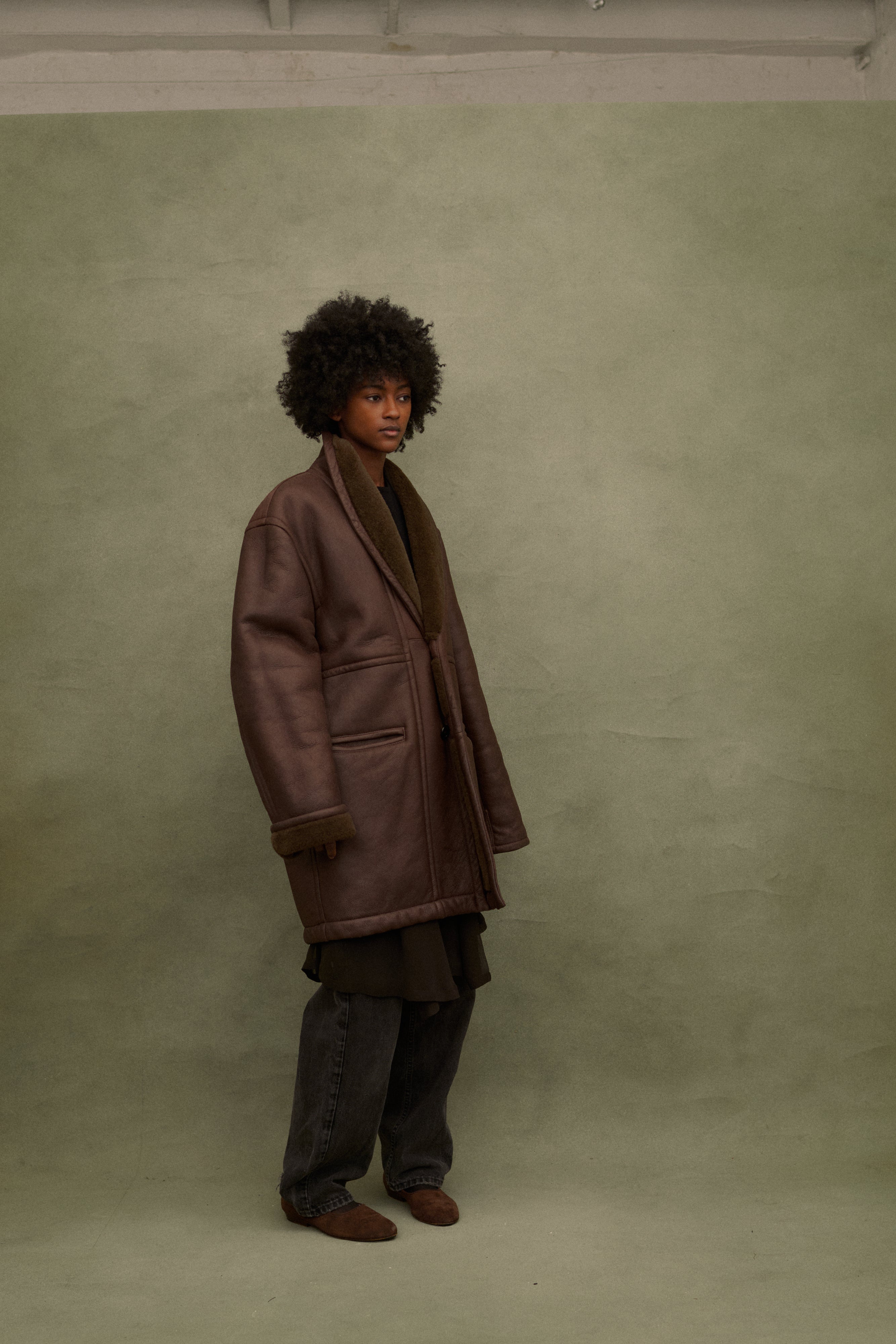 Shearling and Leather Bomber - Desert Vintage