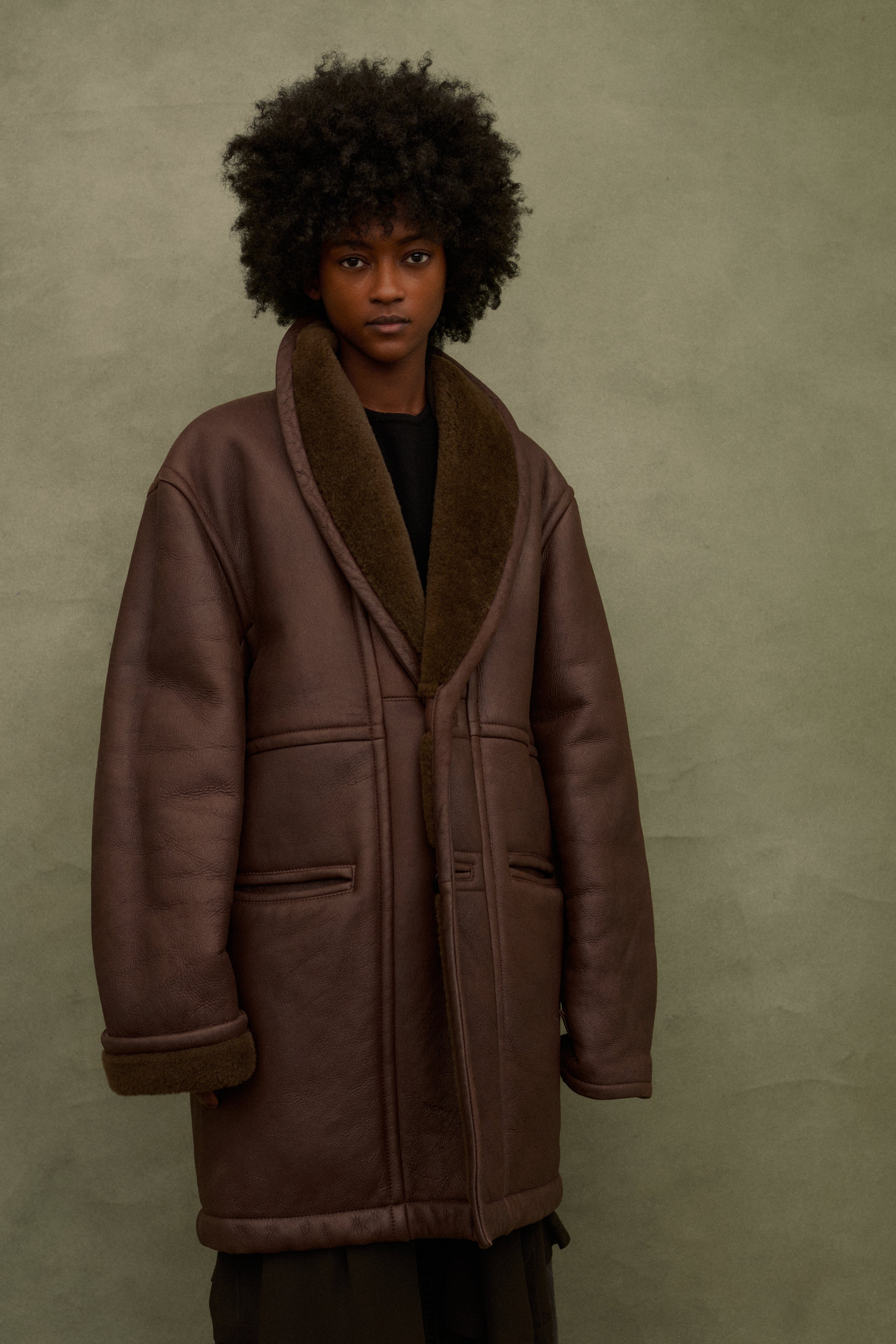 Shearling and Leather Bomber - Desert Vintage
