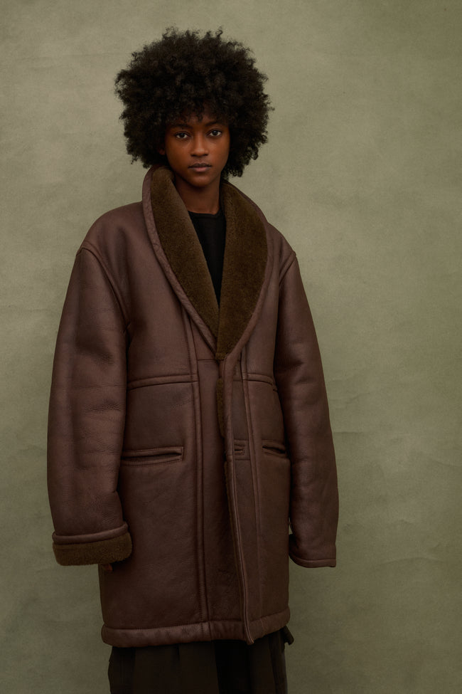 Shearling and Leather Bomber - Desert Vintage
