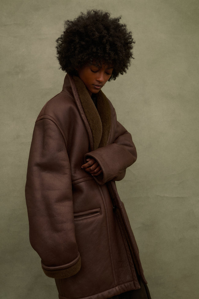 Shearling and Leather Bomber - Desert Vintage