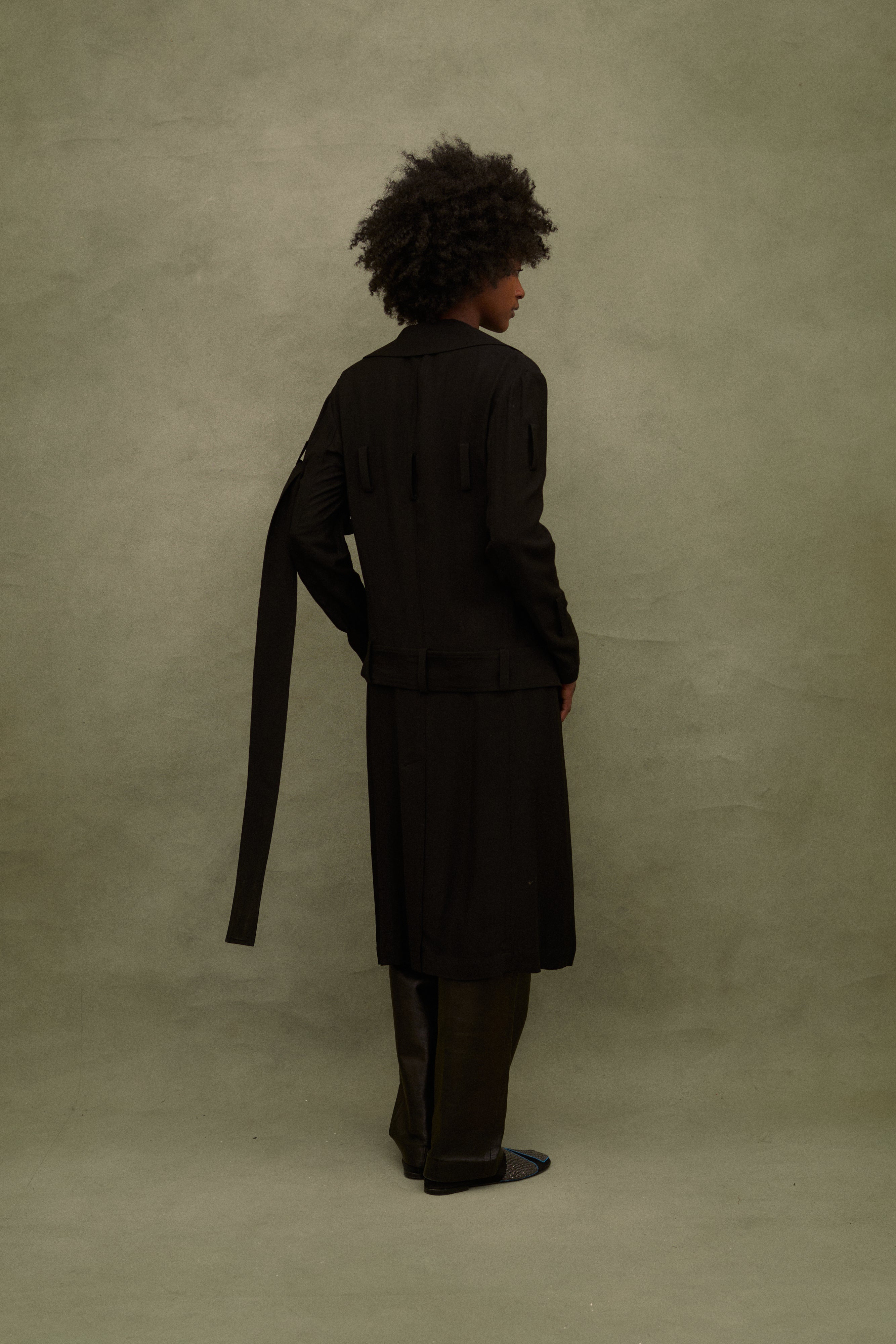 2000s Yohji Yamamoto Black Strap Coat - Desert Vintage