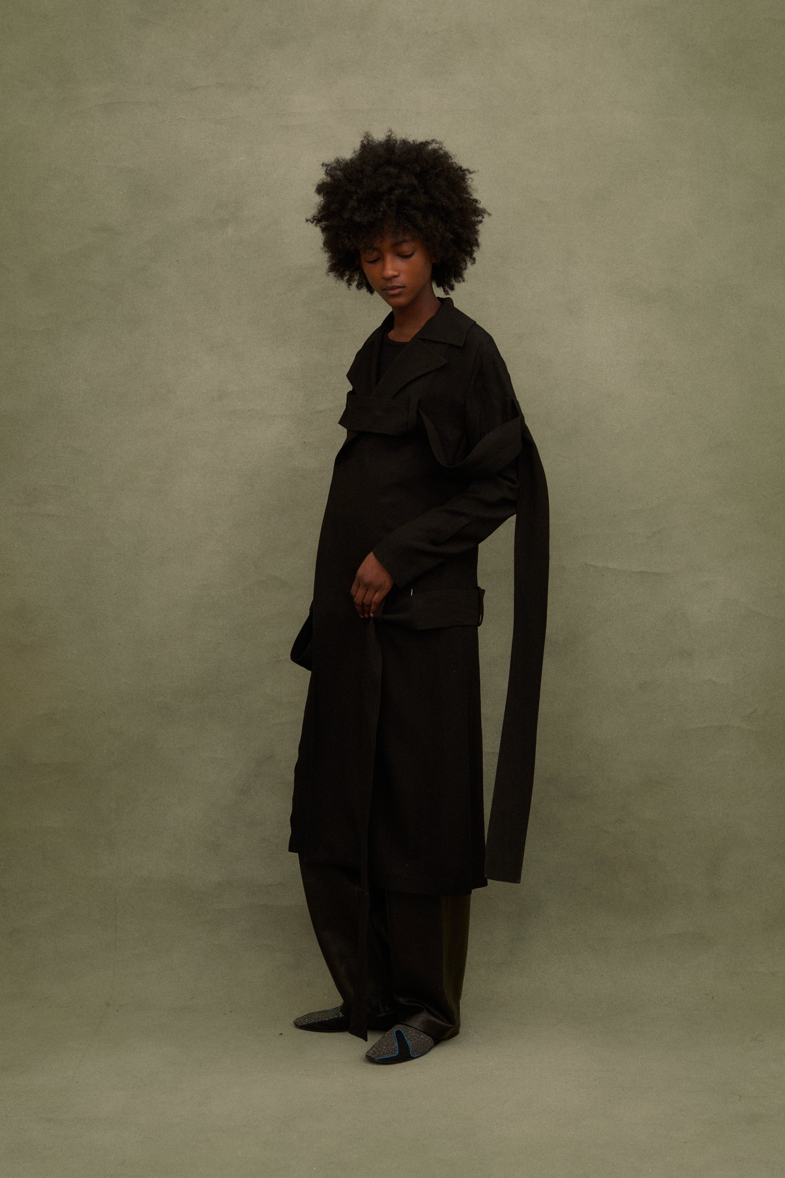2000s Yohji Yamamoto Black Strap Coat - Desert Vintage