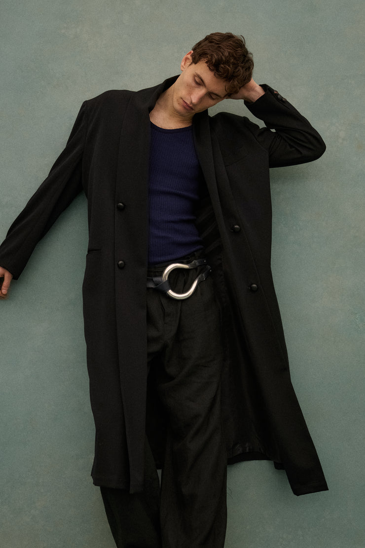 1990s Yohji Black Wool Coat - Desert Vintage