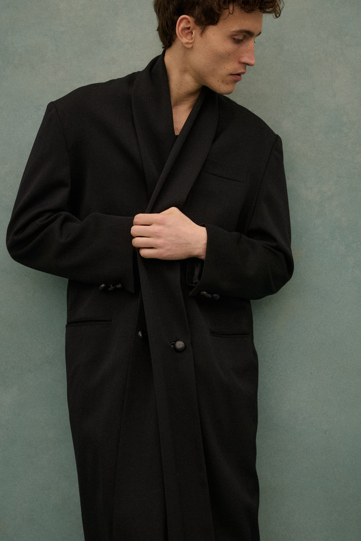 1990s Yohji Black Wool Coat - Desert Vintage